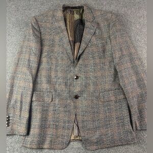 Etro Mens Made In Italy Silk/Wool Blend Sport Blazer Size 56 (44) Brown/Black